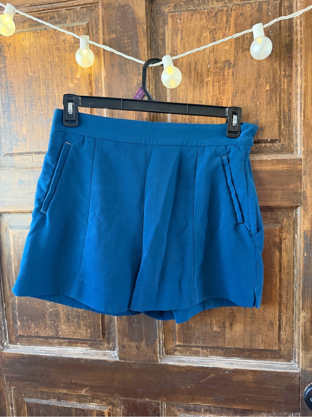 H&M Teal Blue High-Waist Pleated Shorts